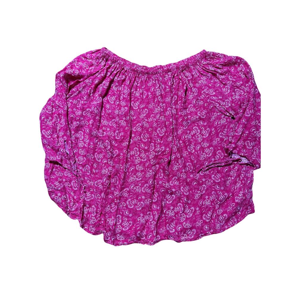 Gap Womens L Dark Pink & White Patterned Lightweight Flowy Blouse